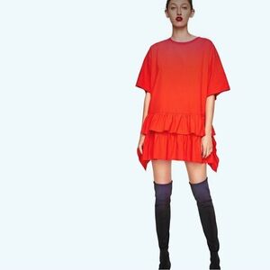 Zara Vibrant Red Ruffle Tunic